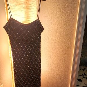 Aidan black sparkly spaghetti strap cocktail dress